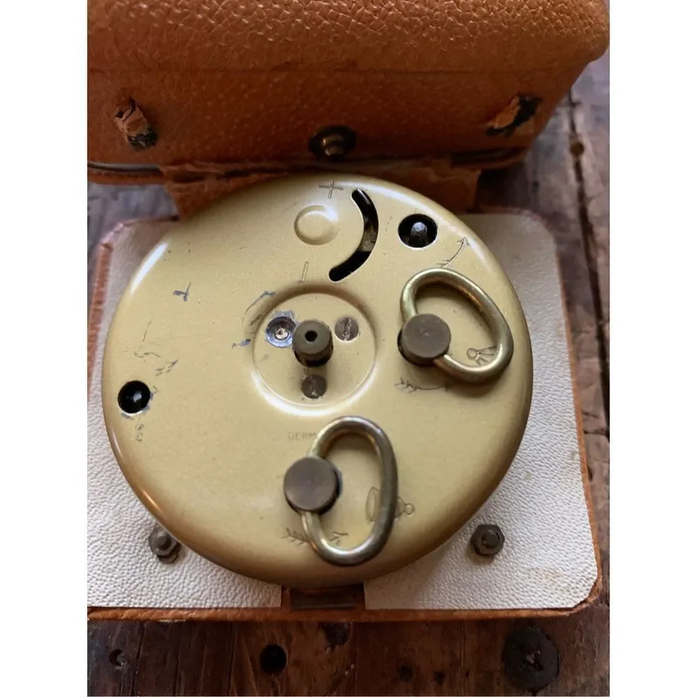 Vintage Endura German Folding Leather Luggage Travel Clock-Not Working